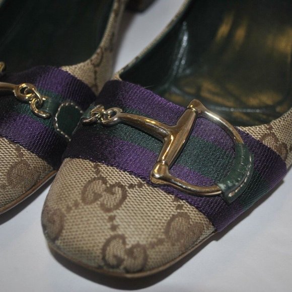 Gucci Horsebit Classic Logo Block Heel Pump Size 8 8B Preowned - Picture 8 of 9